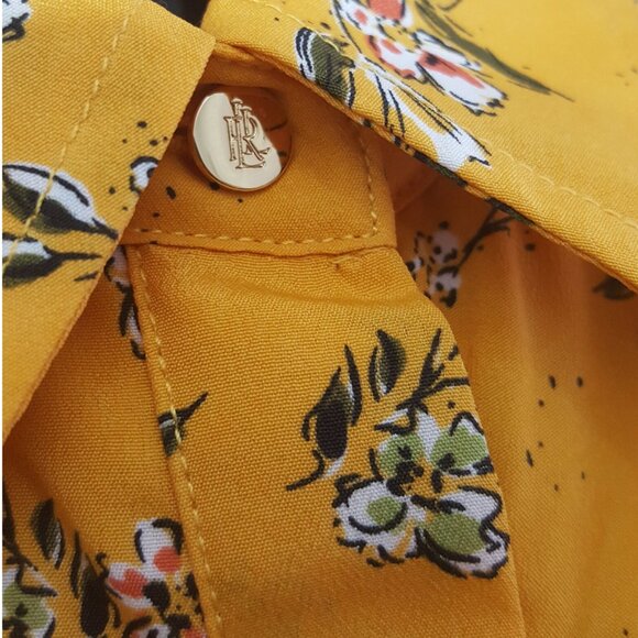 Lauren Ralph Lauren Shirt Dress Gold Floral Size 2 - Picture 4 of 7